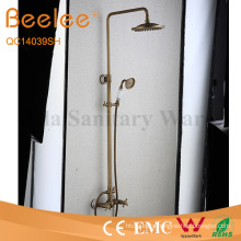 Antique Brass 2 Function Dule Cross Handle Shower Set Wall Mount Rainfall Shower Faucet